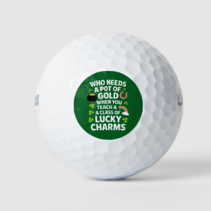 St Patricks Teacher Lucky Charm Clover Irish Golf Balls