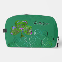 St. Patrick's Teal Shamrocks Print Cut Sew Bag
