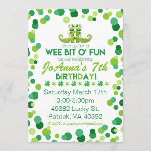 St. Patrick's Thème Anniversaire Invitations