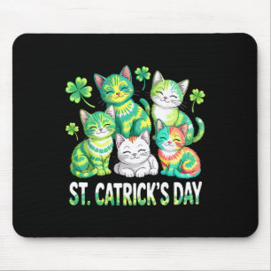 St Patricks Tie Dye Catricks Day Cats Saint Pattys Mouse Pad