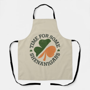 St. Patrick's Time For Some Shenanigans Clover  Apron
