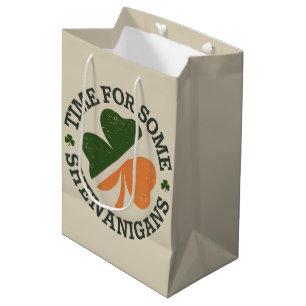 St. Patrick's Time For Some Shenanigans Clover  Medium Gift Bag