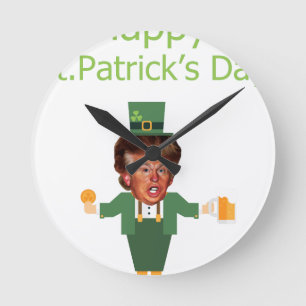 st patricks trump leprechaun round clock