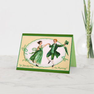 St. Patricks Vintage greeting card - Couple dancin