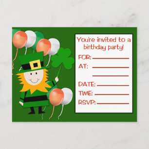 St Pat's Day Anniversaire Fête Invitation Cartes p