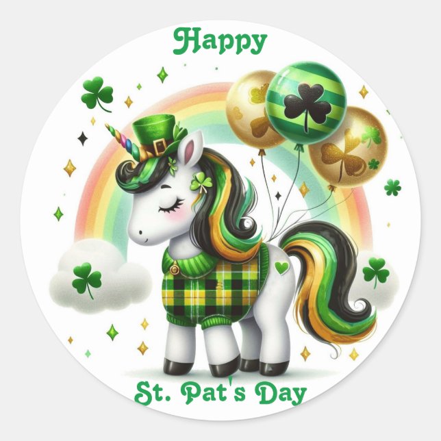 St. Pat's Day Unicorn Sticker (Front)