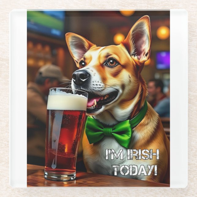 St. Pat's Dog Glass Coaster (Front)