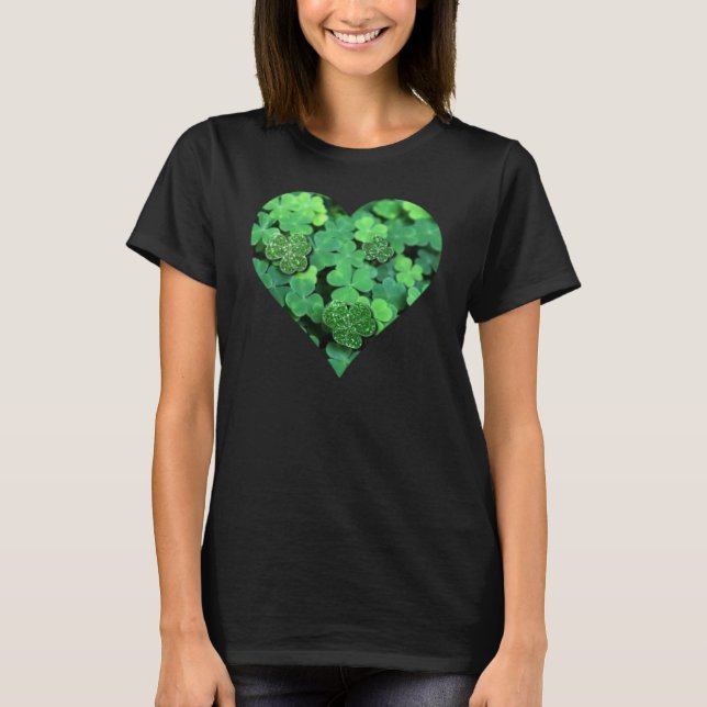 St. Patties day, green shamrock, Irish hearts T-Shirt (Front)