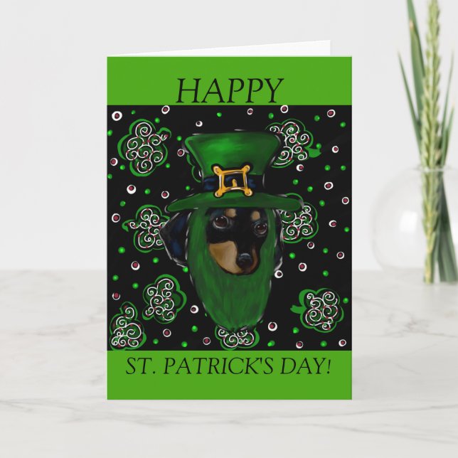 St. Patty Doxie Art Design Card (Front)