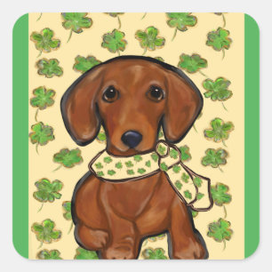 St.Patty Doxie Square Sticker