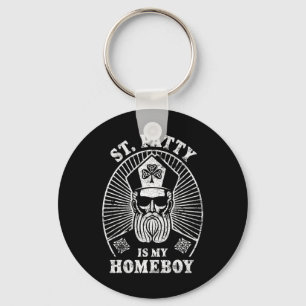 St Patty Is My Homeboy Vintage Funny St Patrick's Keychain