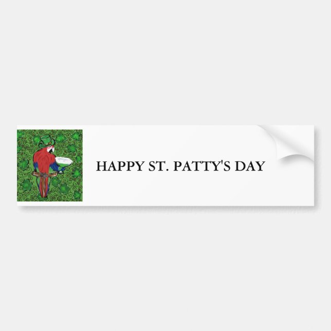 St Patty Parrot Bumper Sticker (Front)