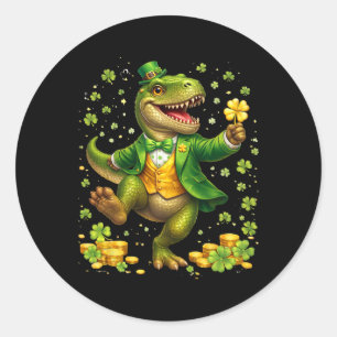 St Pattys Dinosaur Wearing Tuxedo Irish Saint Patr Classic Round Sticker