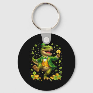 St Pattys Dinosaur Wearing Tuxedo Irish Saint Patr Keychain