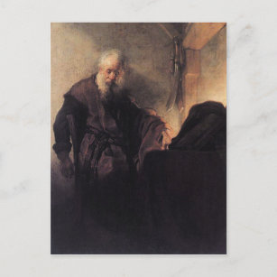 St. Paul at His Writing Desk by Rembrandt Postcard