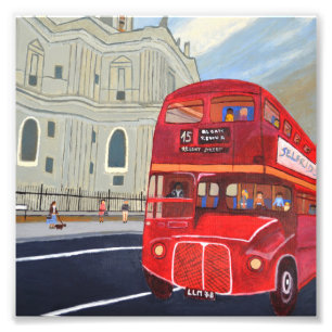 St.Paul Cathedral and London Bus Photo Enlargement