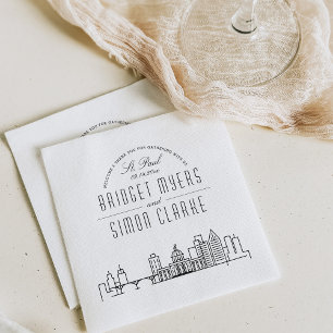 St. Paul Deco Skyline   Wedding Event Napkin