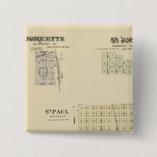 St. Paul, Marquette, and St. Joe, Nebraska 2 Inch Square Button