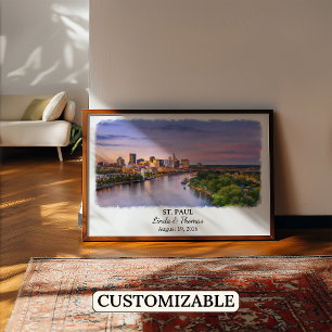 St. Paul Minnesota Poster, Watercolor, Custom Poster