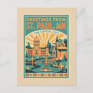 ST PAUL MN Capital City Retro Travel Postcard