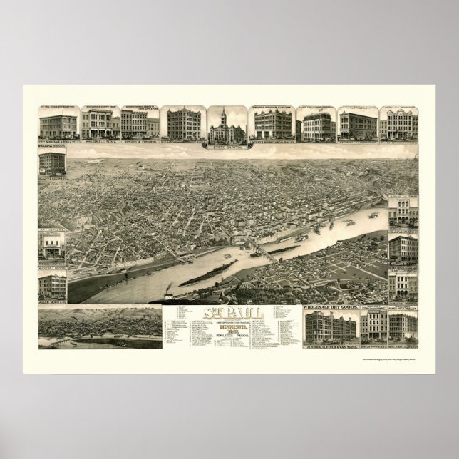 St. Paul, MN Panoramic Map - 1883 Poster (Front)