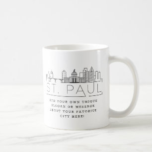 St. Paul Stylized Skyline   Custom Slogan Coffee Mug