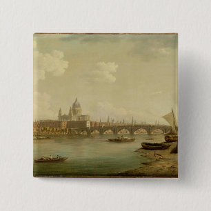 St. Paul's and Blackfriars Bridge, London, c.1770- 2 Inch Square Button