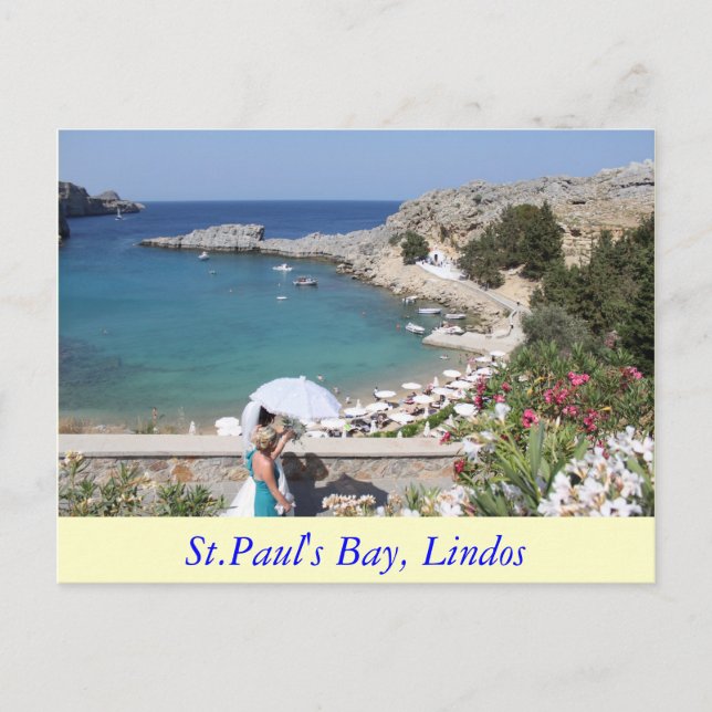 St.Paul's Bay, Lindos Postcard (Front)
