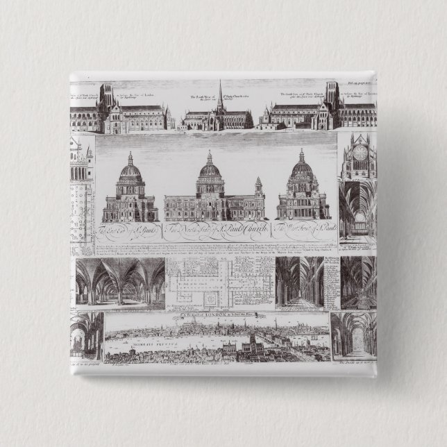 St. Paul's Cathedral 2 Inch Square Button (Front)