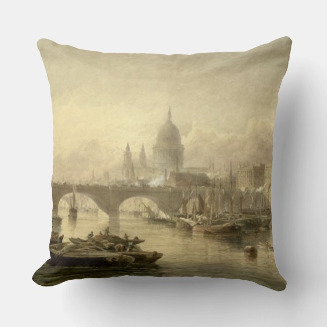 St. Paul's Cathedral and London Bridge from the Su Throw Pillow (Front)
