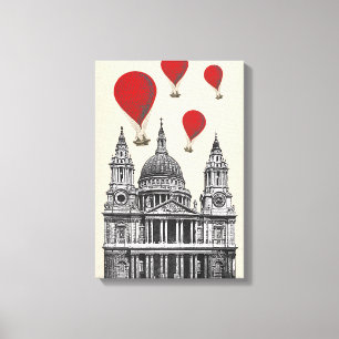 St Pauls Cathedral and Red Hot Air Balloons Canvas Print