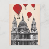 St Pauls Cathedral and Red Hot Air Balloons