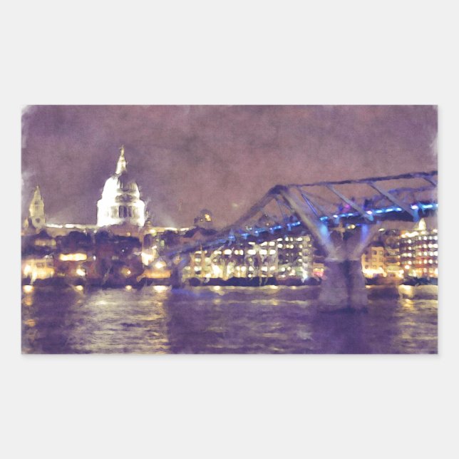 St Paul's Cathedral by Night Fine-Art Painting Sticker (Front)