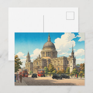 St Pauls Cathedral Japanese Woodblock Print Postcard