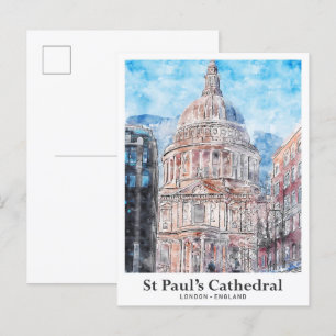 St Paul's Cathedral London Travel Watercolor Postcard
