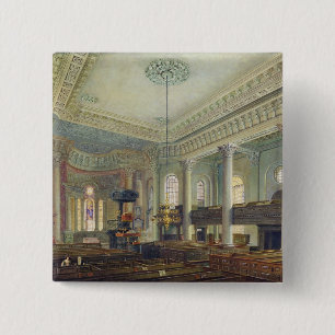 St. Paul's, Deptford (w/c on paper) 2 Inch Square Button