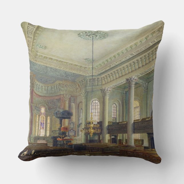 St. Paul's, Deptford (w/c on paper) Throw Pillow (Front)