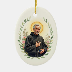St Peregrine Watercolor Saint Portrait Ceramic Ornament