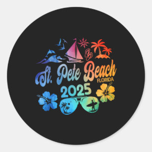 St. Pete Beach Florida 2025 Tie Dye Vacation Souve Classic Round Sticker