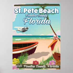 St. Pete Beach Florida affiche de voyage vintage