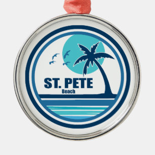St. Pete Beach Florida Palm Tree Birds Metal Ornament