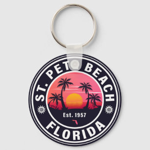 St. Pete Beach Florida Retro Sunset Souvenirs 60s Keychain