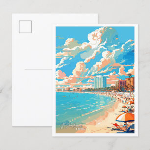 St Pete Beach Florida Vintage Travel Illustration Postcard