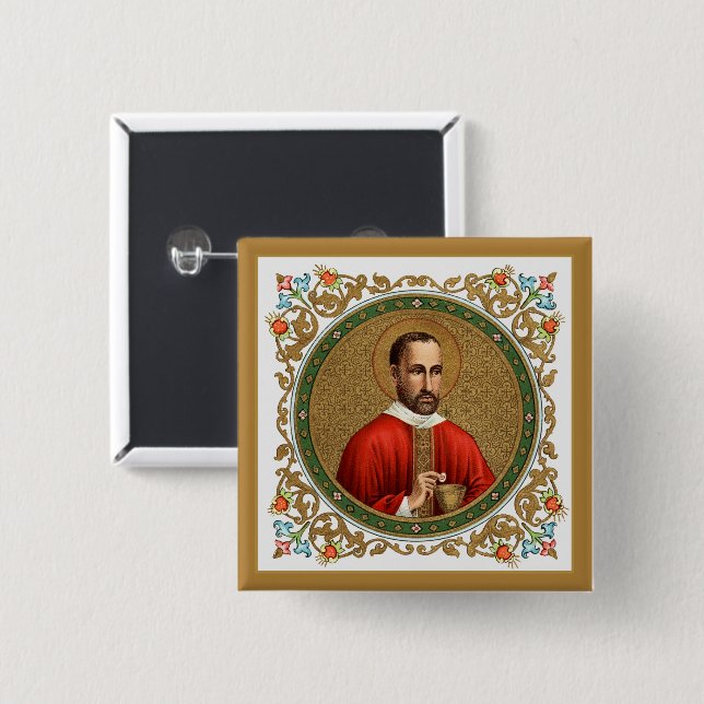 St. Peter Faber (BK 051) Square 2 Inch Square Button (Front & Back)