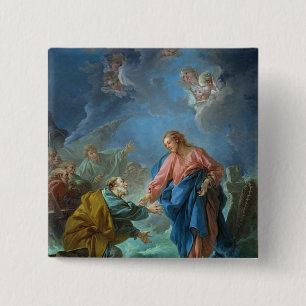 St. Peter Invited to Walk on the Water, 1766 2 Inch Square Button
