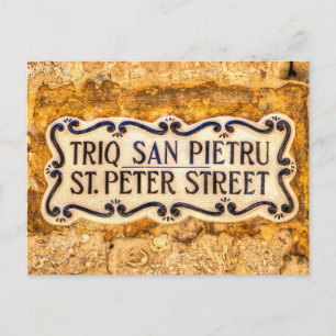 St Peter Street Sign Malta Postcard
