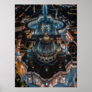 St Peter's Basilica and Square at Night Poster