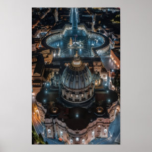 St Peter's Basilica and Square at Night Poster