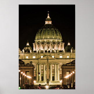 St Peter's Basilica at Night Poster