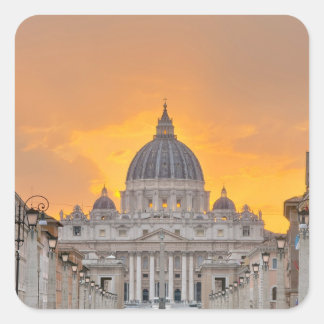 St. Peter's Basilica at Sunset, Vatican City Square Sticker